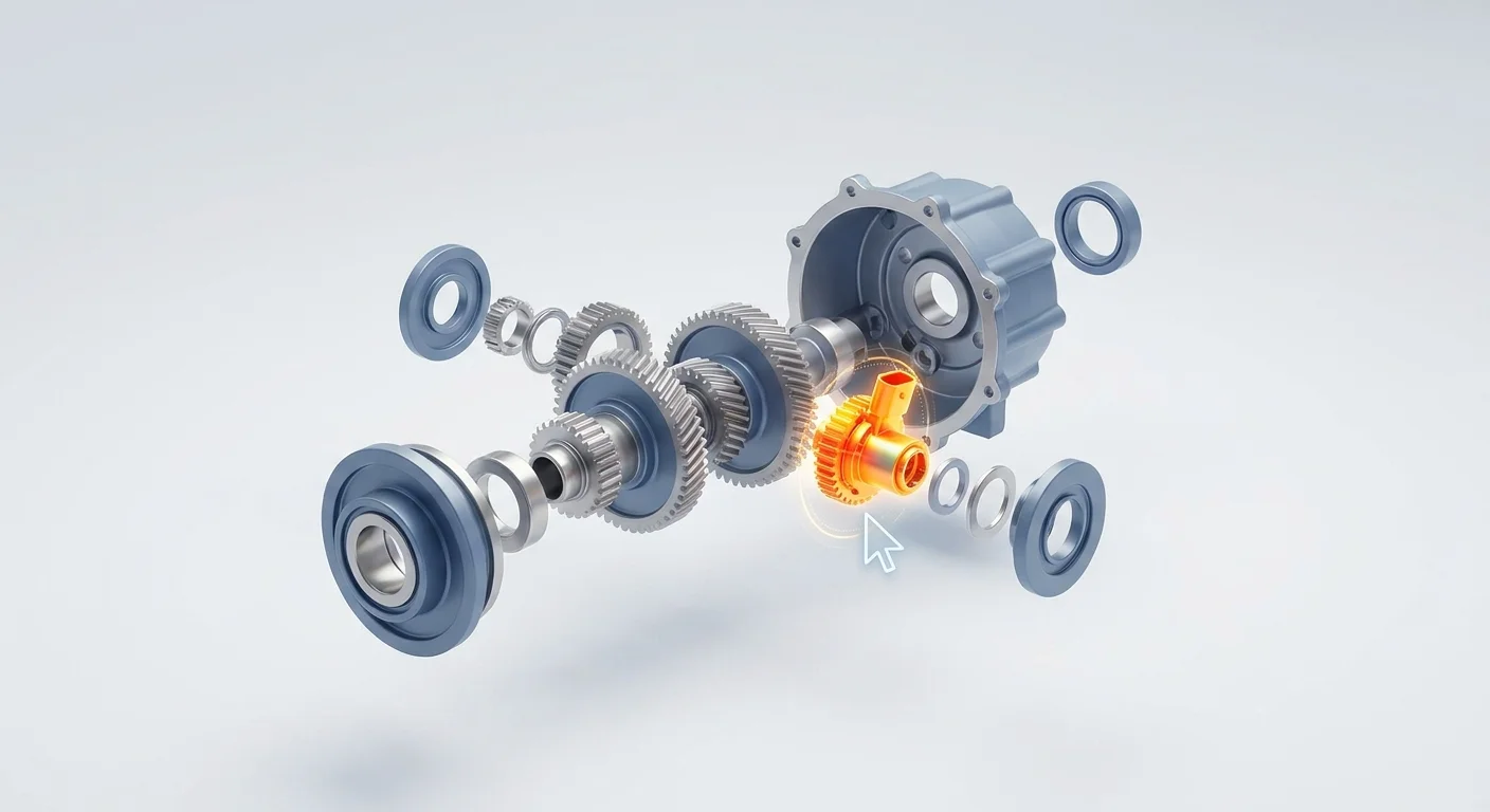 A close-up of a complex industrial assembly with a single, highly detailed component highlighted in bright color, representing precision hotspot mapping.