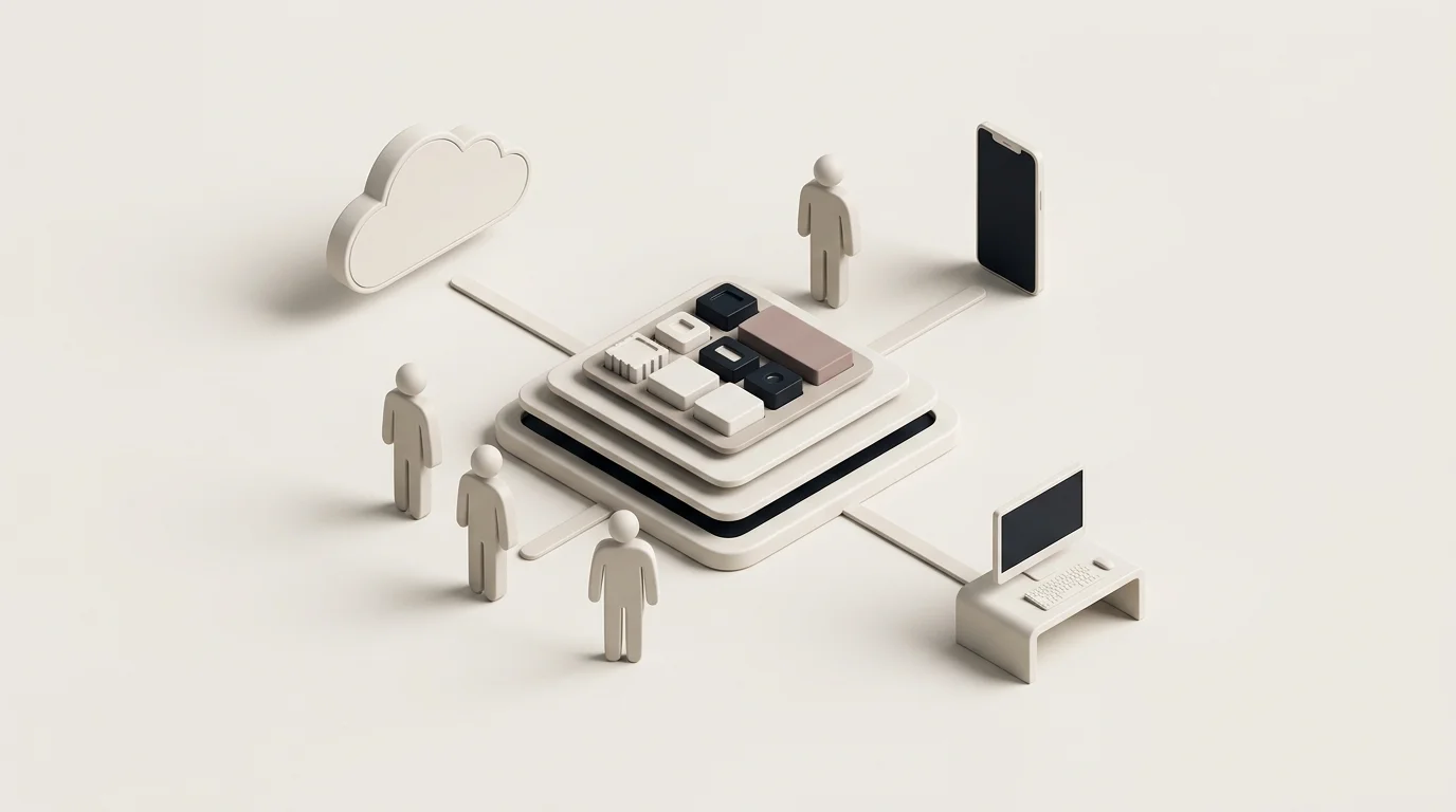 Deployment section: an OEM team routes one structured parts dataset to a cloud portal, a mobile device, and a local dealer workstation, making multichannel delivery tangible.